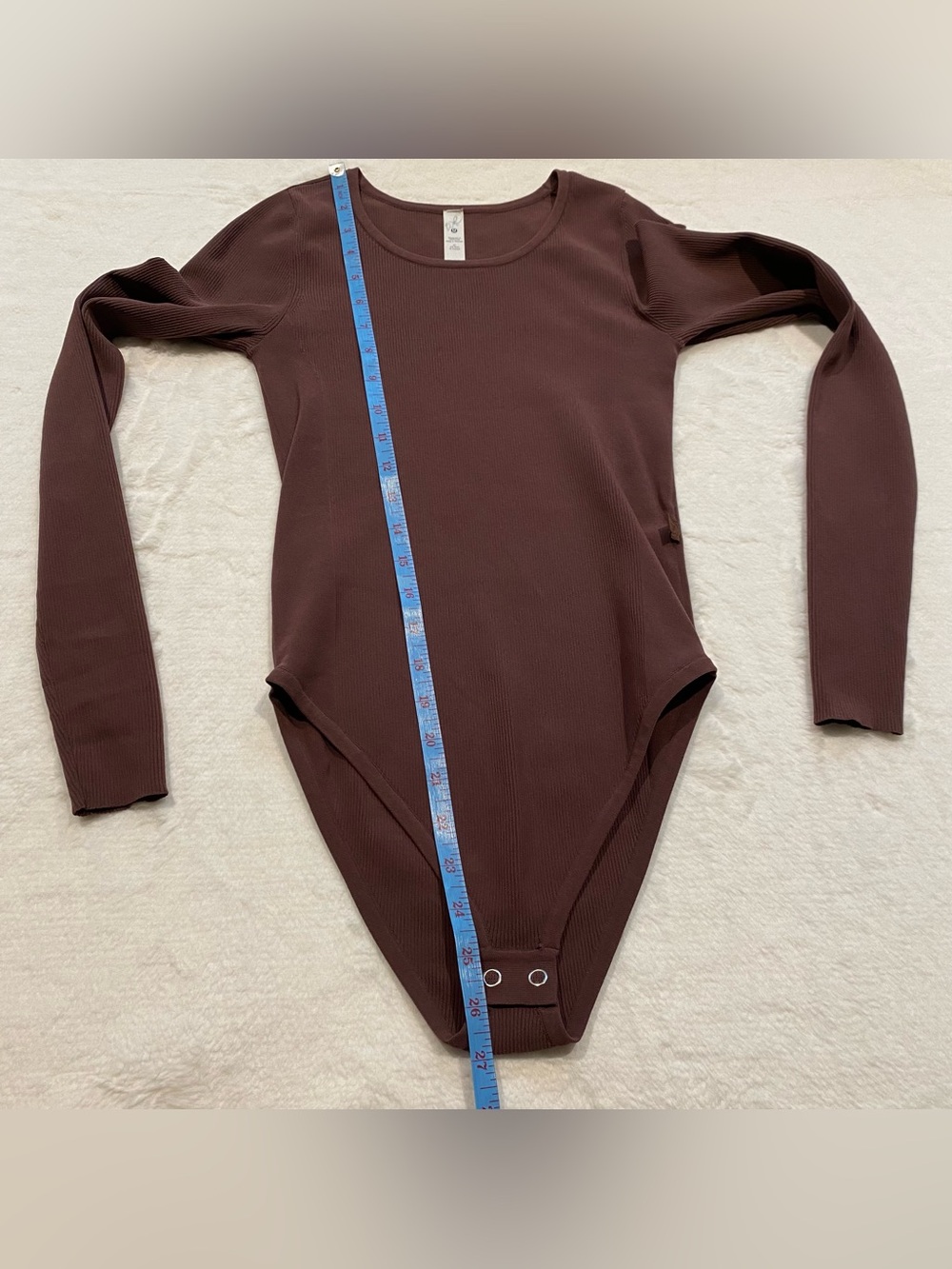 (S) Lululemon Tight-Fit Long-Sleeve Knit Bodysuit Java Brown Small Ribbed Rib - Picture 5 of 15